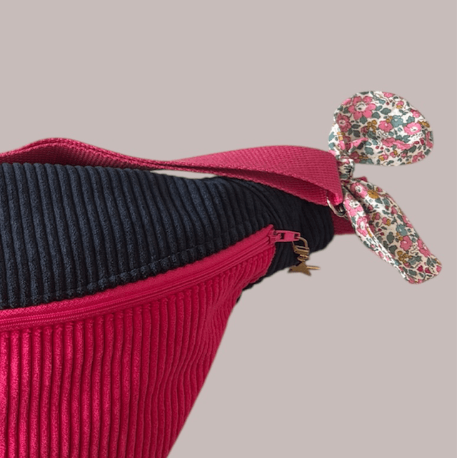 BANANE VELOURS MARINE & FUCHSIA 