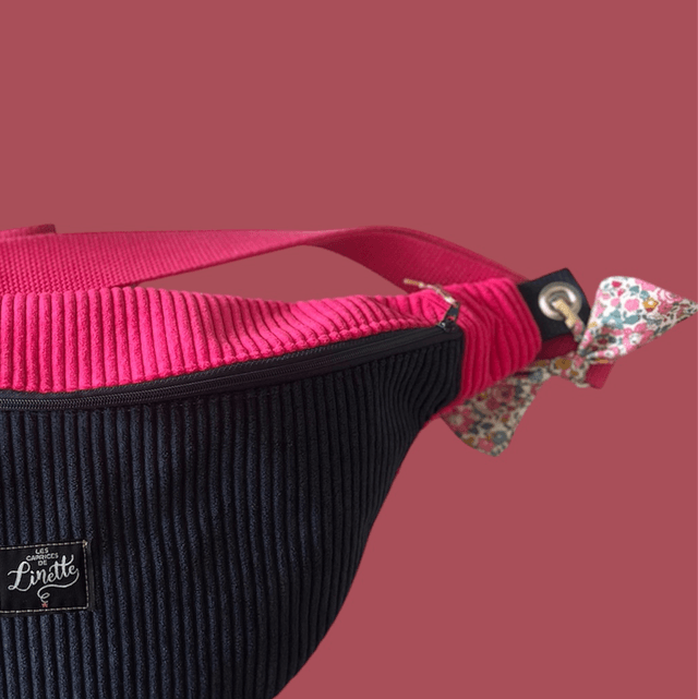 BANANE VELOURS FUCHSIA & BLEU MARINE 
