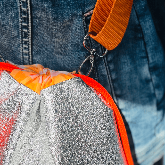 NOMADE SIMILI CUIR ARGENT & FLUO ORANGE 