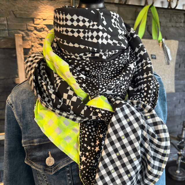 FOULARD STARS & DAMIER 