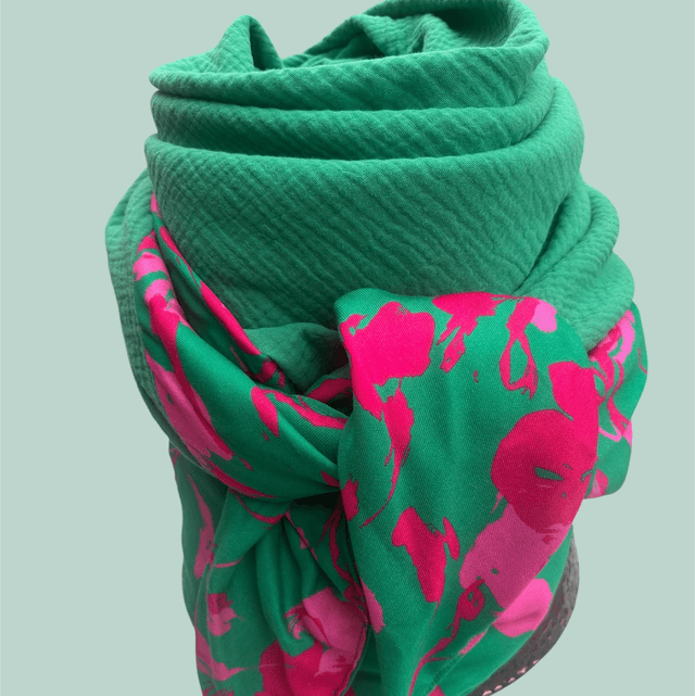 ÉCHARPE VERT BRÉSIL PINK 