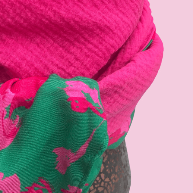 ÉCHARPE FUCHSIA VERT BRÉSIL 