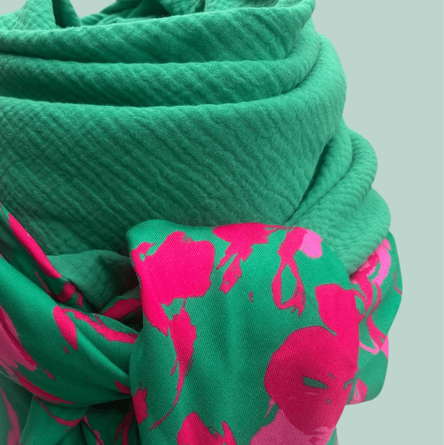 ÉCHARPE VERT BRÉSIL PINK 
