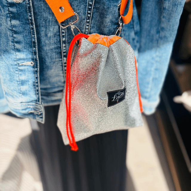NOMADE SIMILI CUIR ARGENT & FLUO ORANGE 