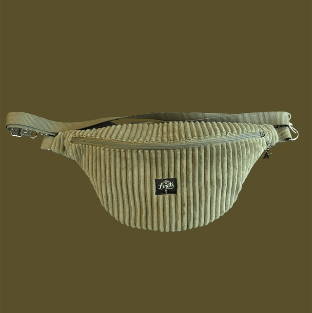 SAC BANANE VELOURS KAKI 