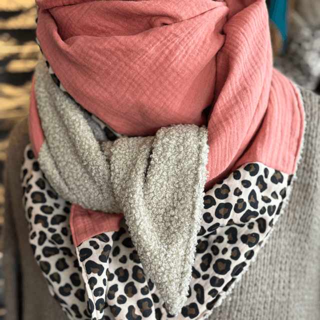 ÉCHARPE COCOON ROSE PÊCHE